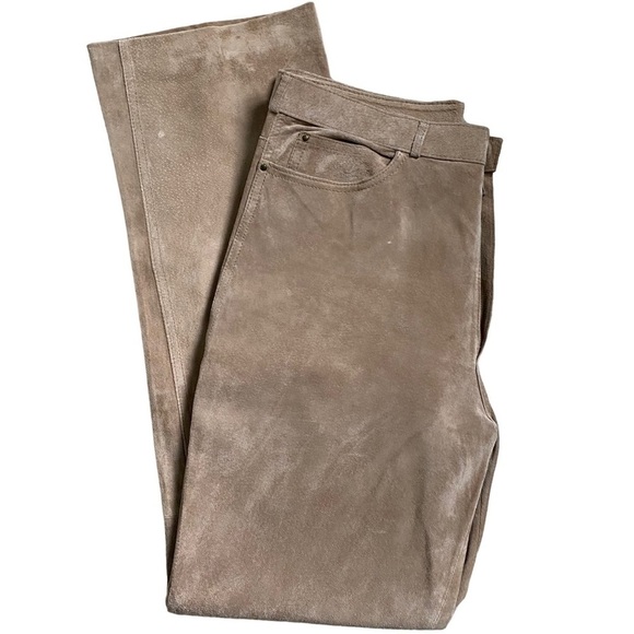Vintage Tattersale Tan Suede High Waisted Straight Leg Pants Women’s Size 12 - Picture 5 of 11